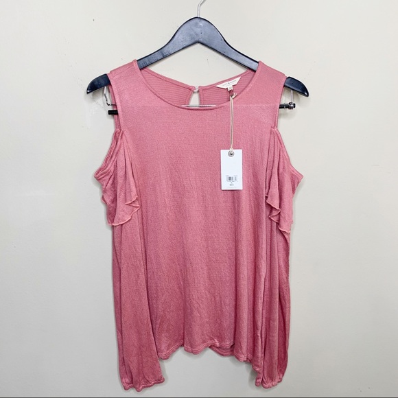 LUCKY BRAND Ribbed Ruffle Cold Shoulder Top - Picture 4 of 13